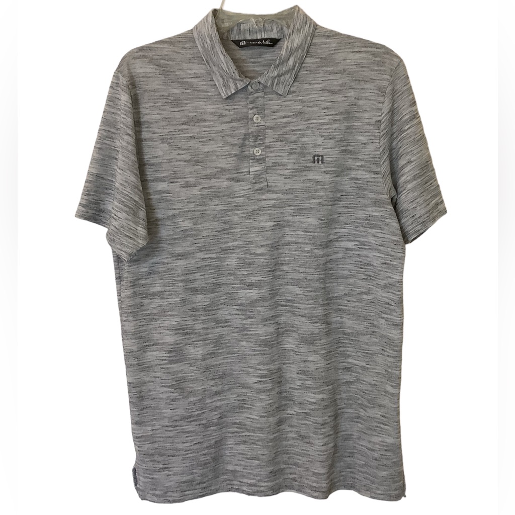 Travis Mathew Flying Tortilla Short Sleeve Medium Golf Polo Heather Gray White